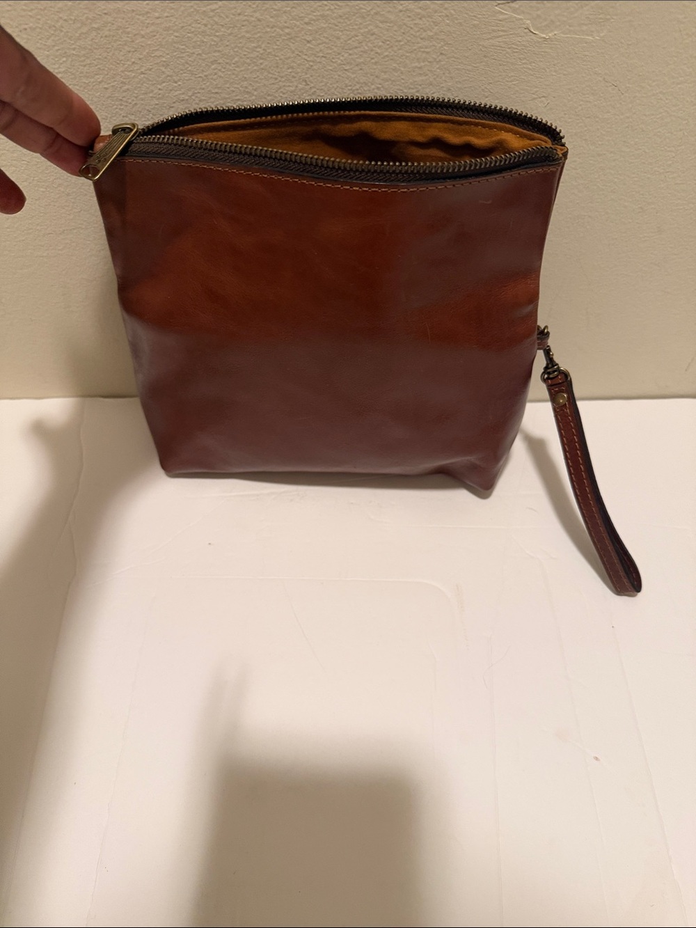 Patricia Nash Brown Leather Fold-Over Wristlet Clutch Pouch - Picture 7 of 8